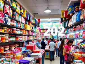 Magazine plin de produse diverse și clienți activi.