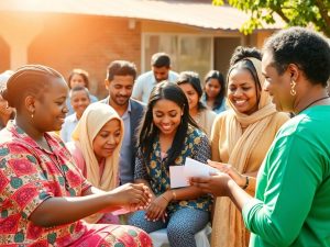 Oameni care lucrează împreună pentru bunăstarea comunității.