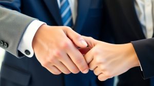 Mâini strângându-se într-un acord de afaceri.